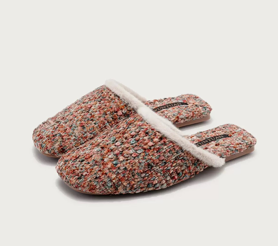 The Tweed Blossom Cozy Mules