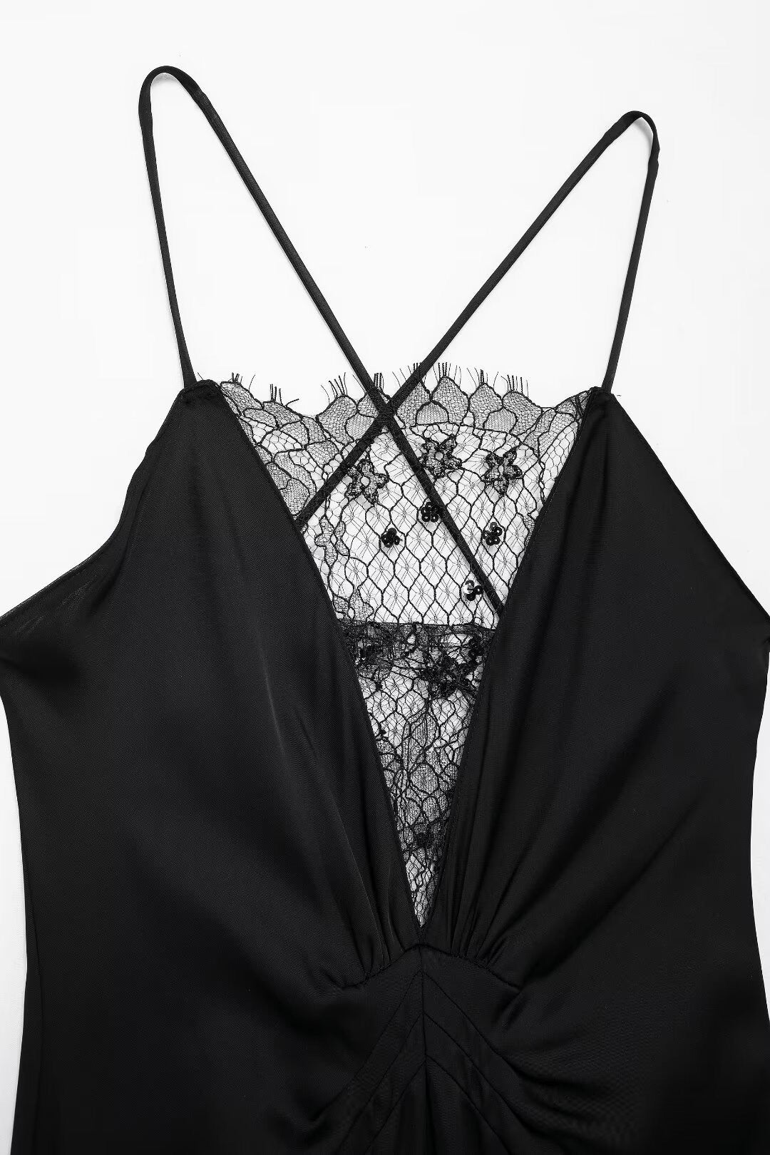 Midnight Knot Lace-Back Slip Dress