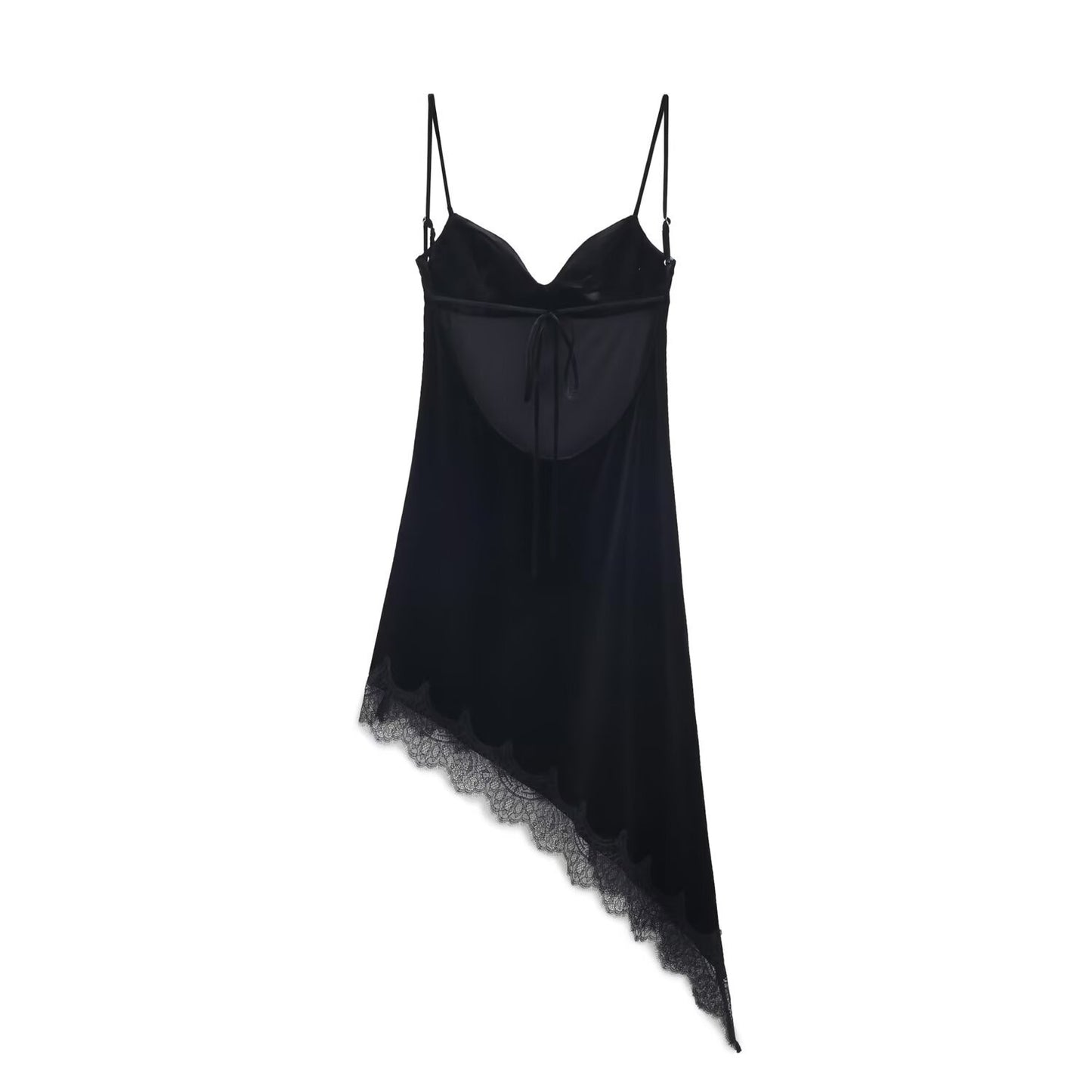 Midnight Noir Asymmetrical Lace Slip