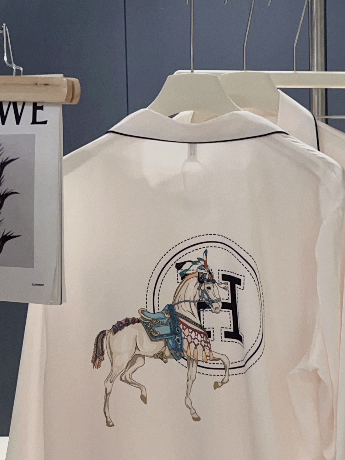 Ivory Equestrian Embroidery Luxury Pajama Set