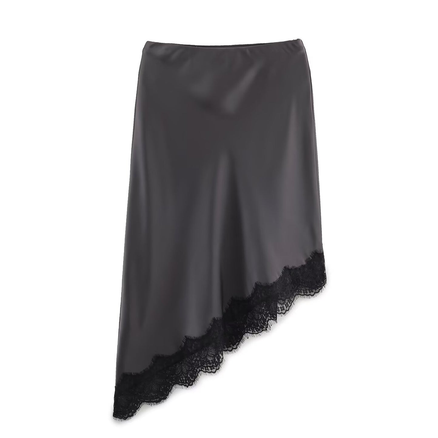 Silky Satin Asymmetrical Lace Skirt Slip