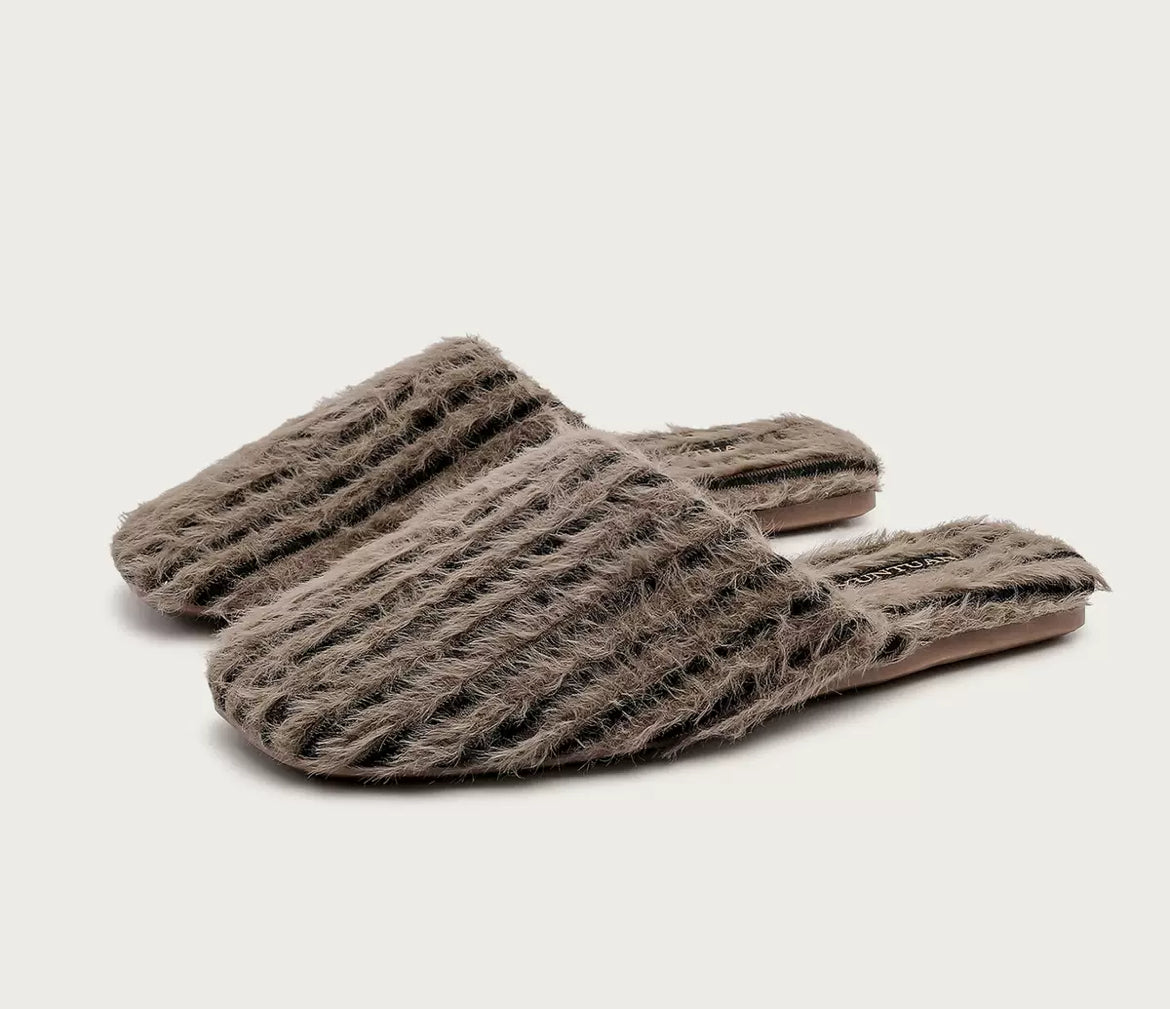 Striped Plush Indoor Slippers