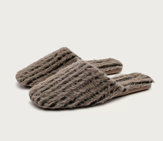 Striped Plush Indoor Slippers
