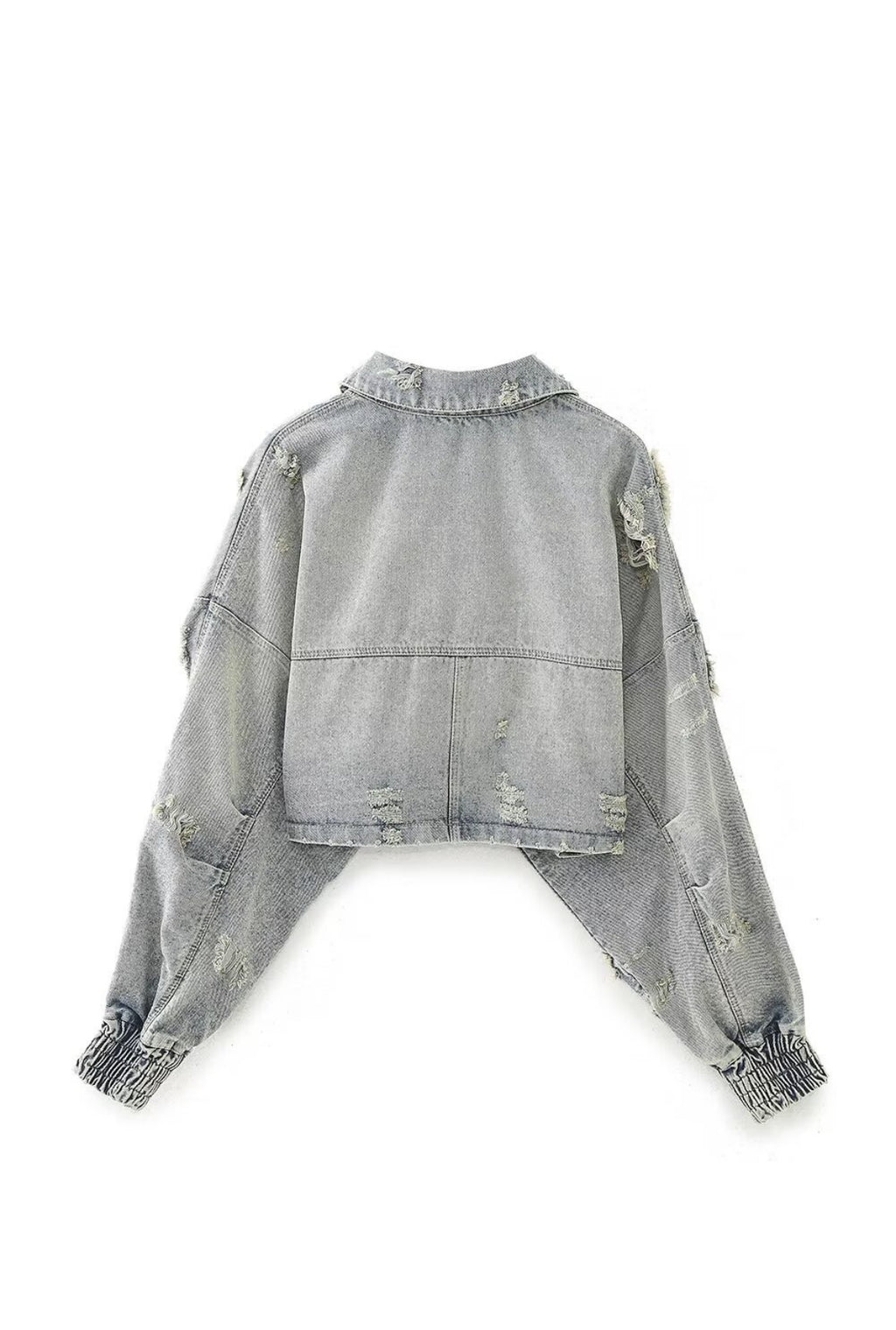 Ripped Cropped Denim Jacket