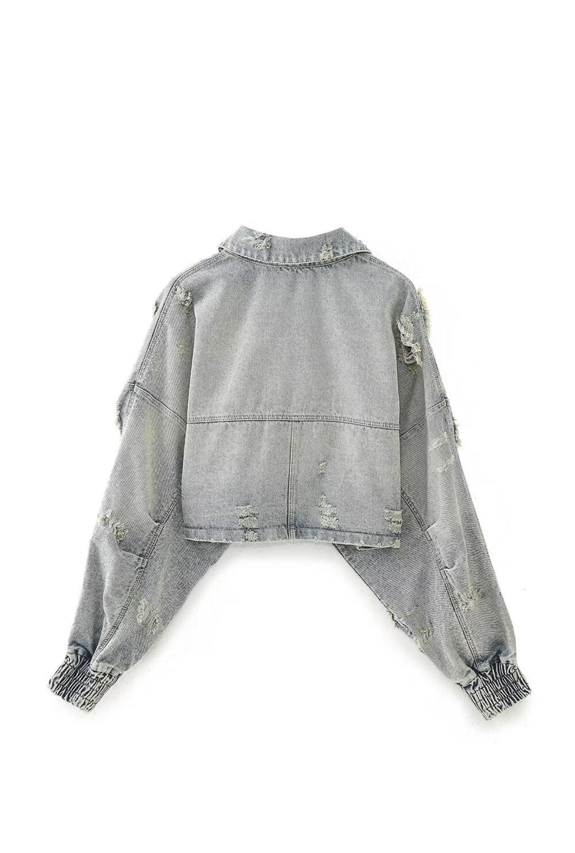 Ripped Cropped Denim Jacket
