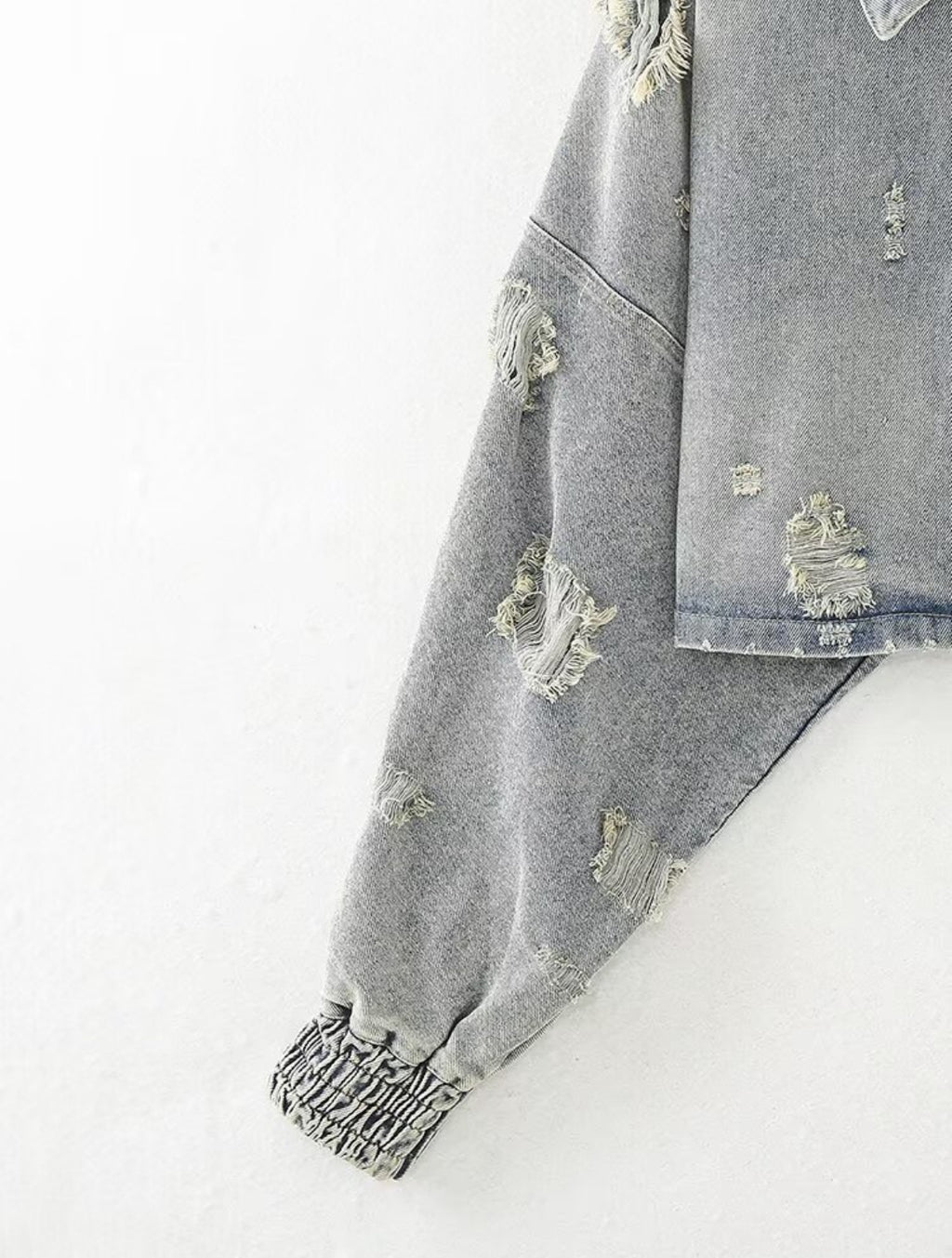Ripped Cropped Denim Jacket