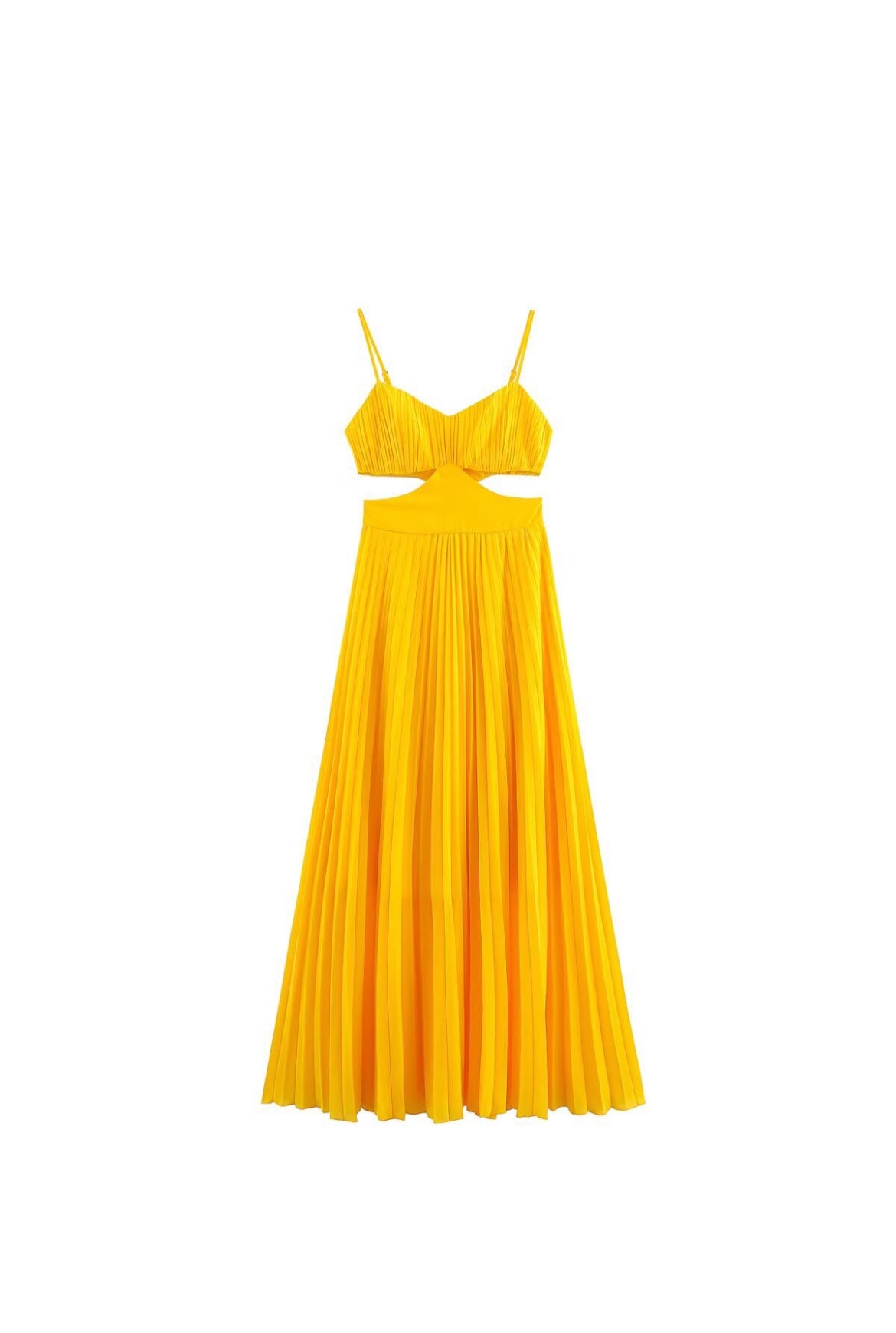 Pleated Cut-Out Maxi Dress | Yellow Glow
