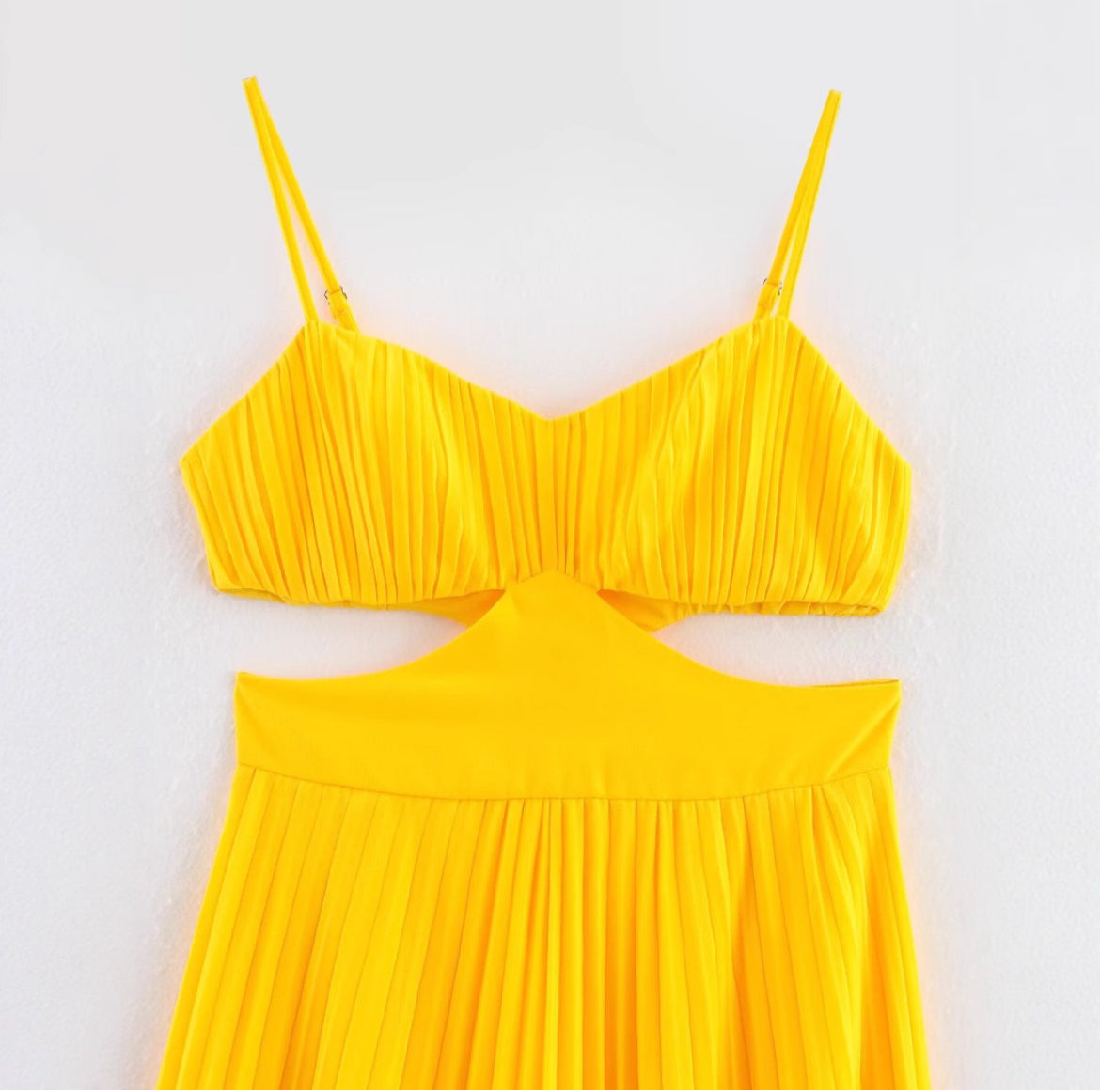 Pleated Cut-Out Maxi Dress | Yellow Glow