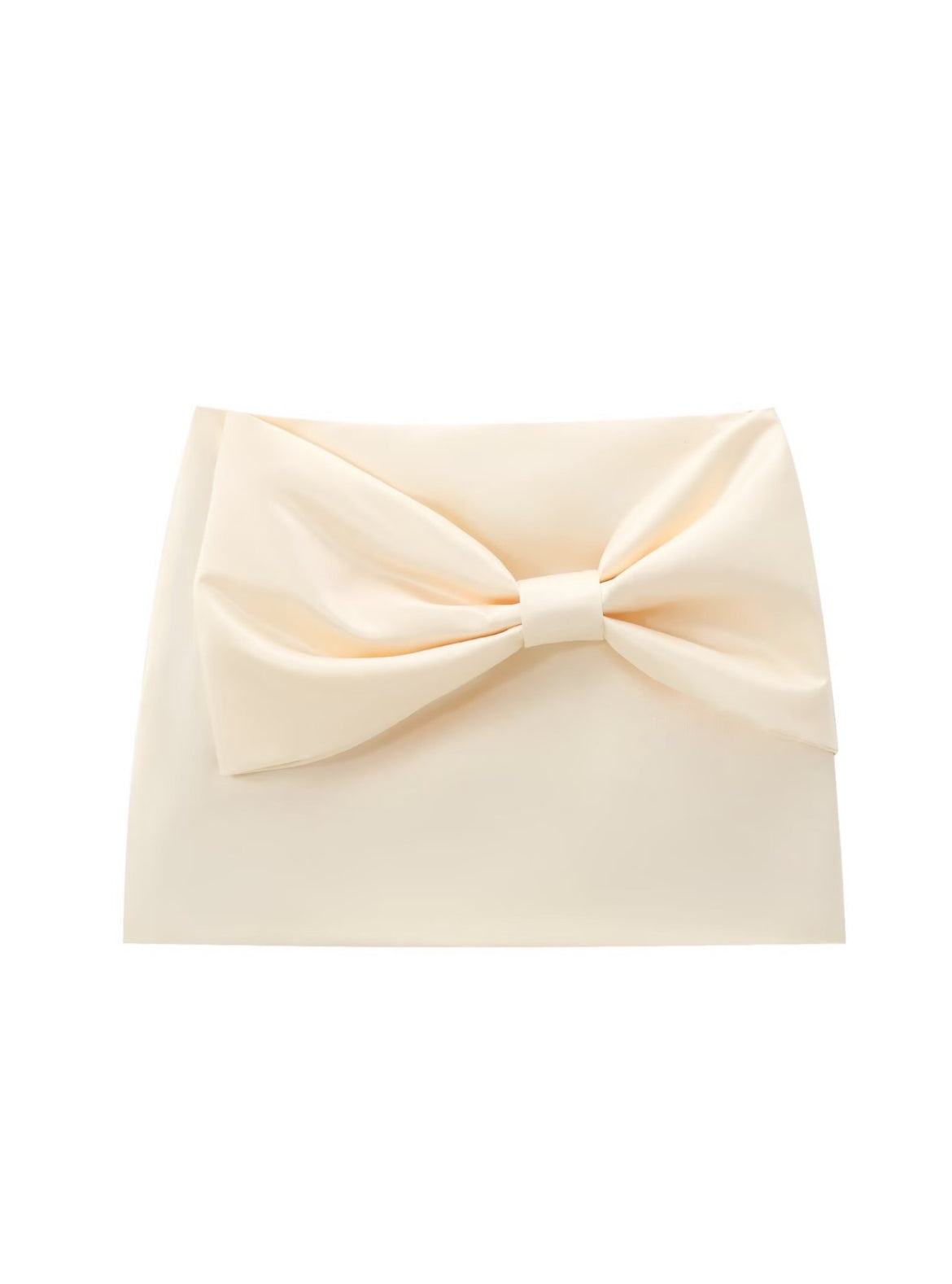 Ivory Bow Statement Mini Skirt | Satin