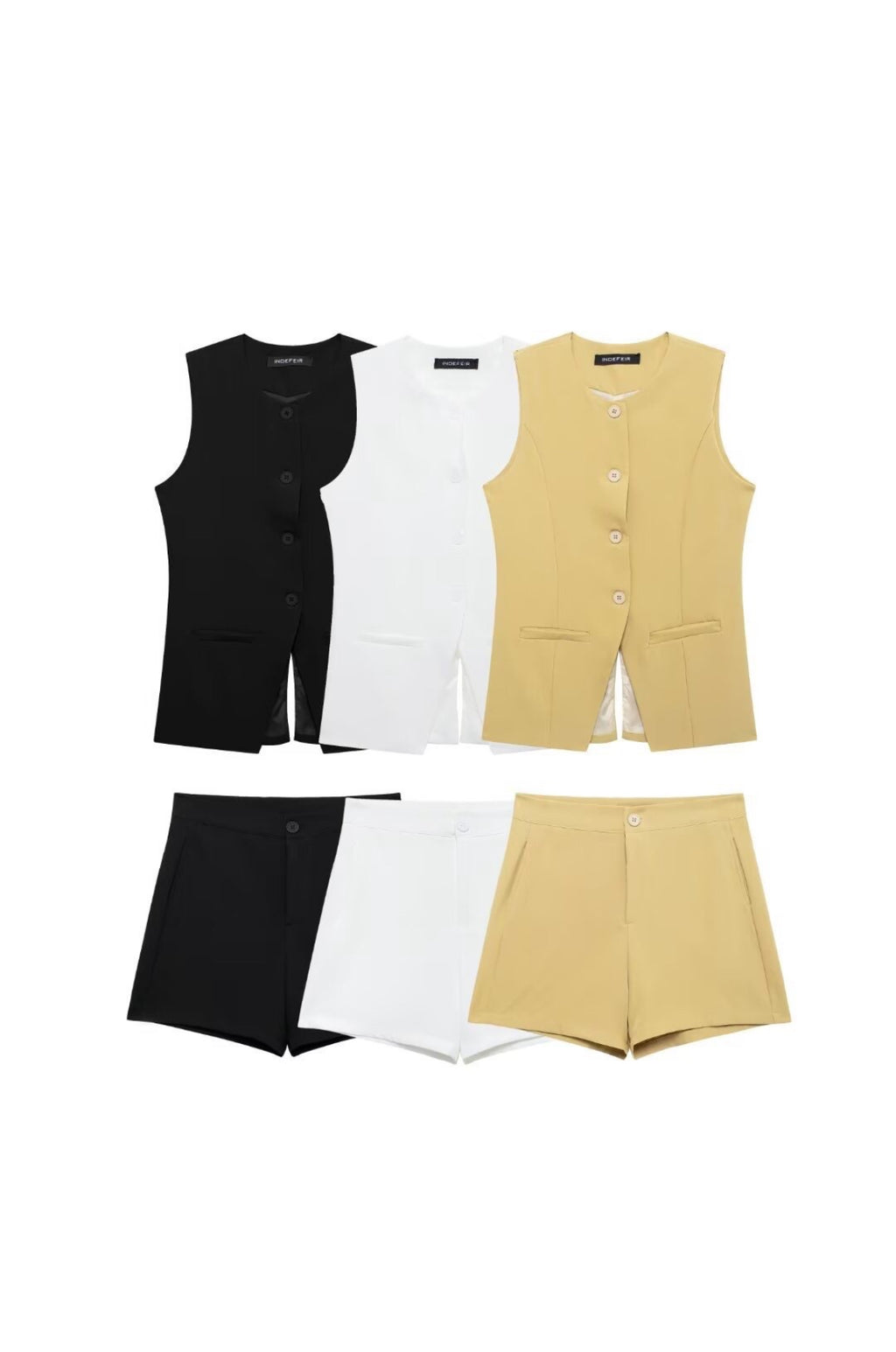 Chic Sleeveless Blazer & Shorts Set