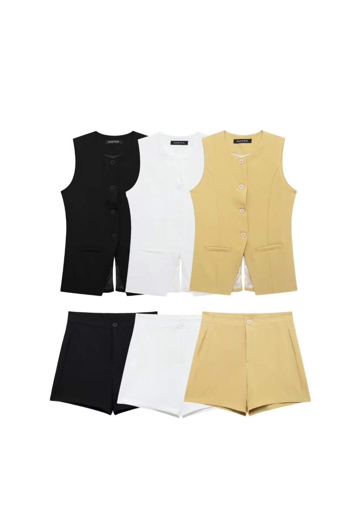 Chic Sleeveless Blazer & Shorts Set