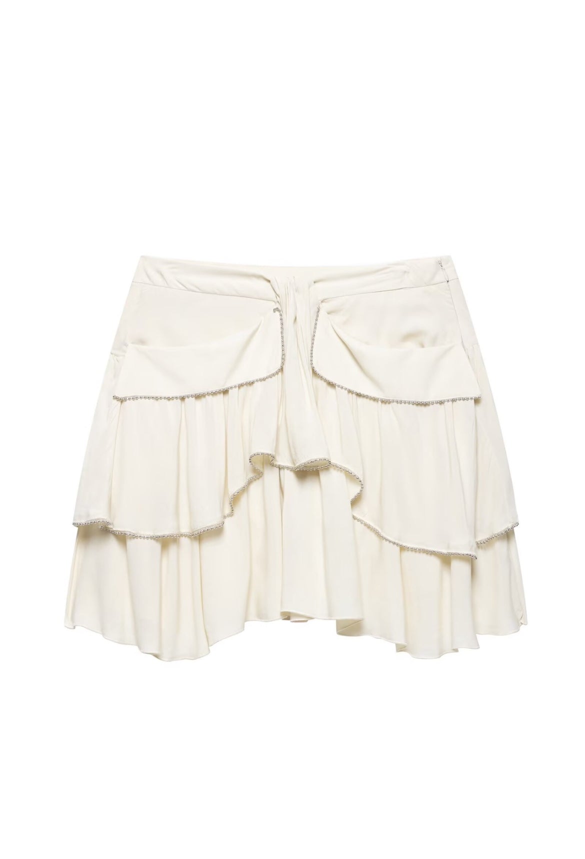 Ivory Layered Ruffle Mini Skirt