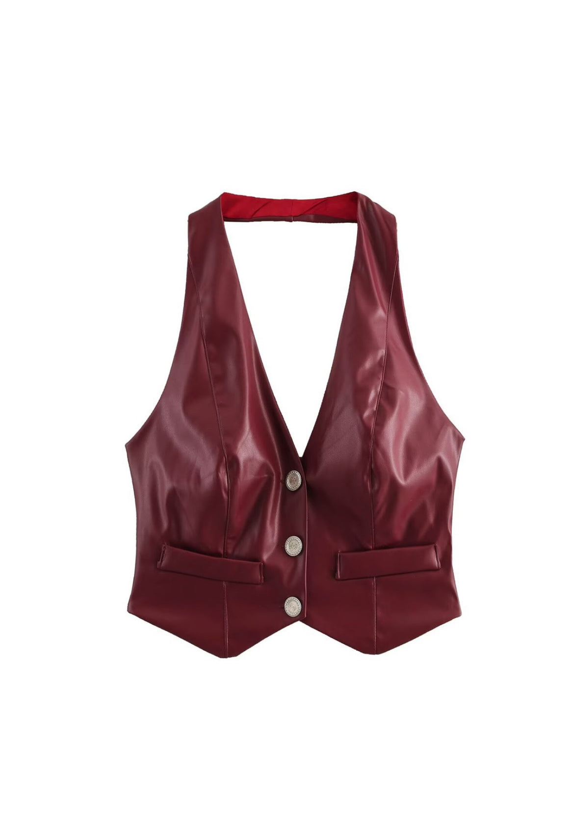 Two-piece halter neck vest and skirt