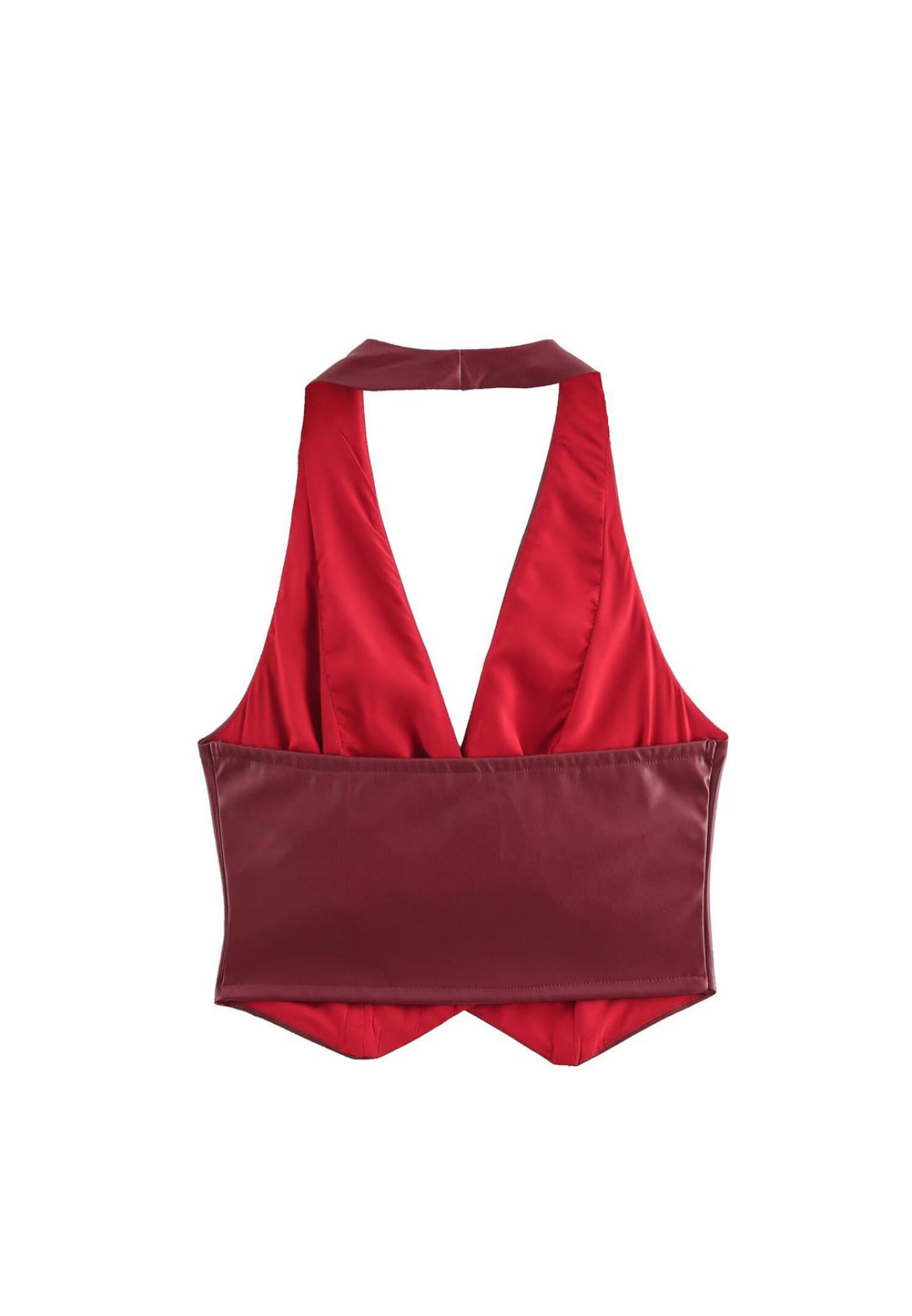 Two-piece halter neck vest and skirt