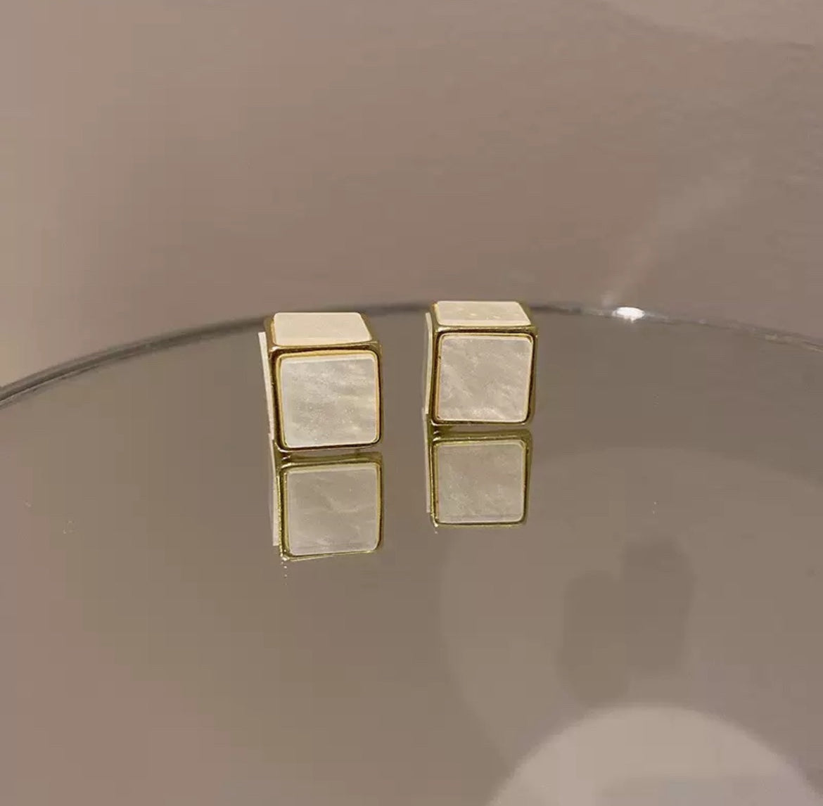 Square Pearl Stud Earrings