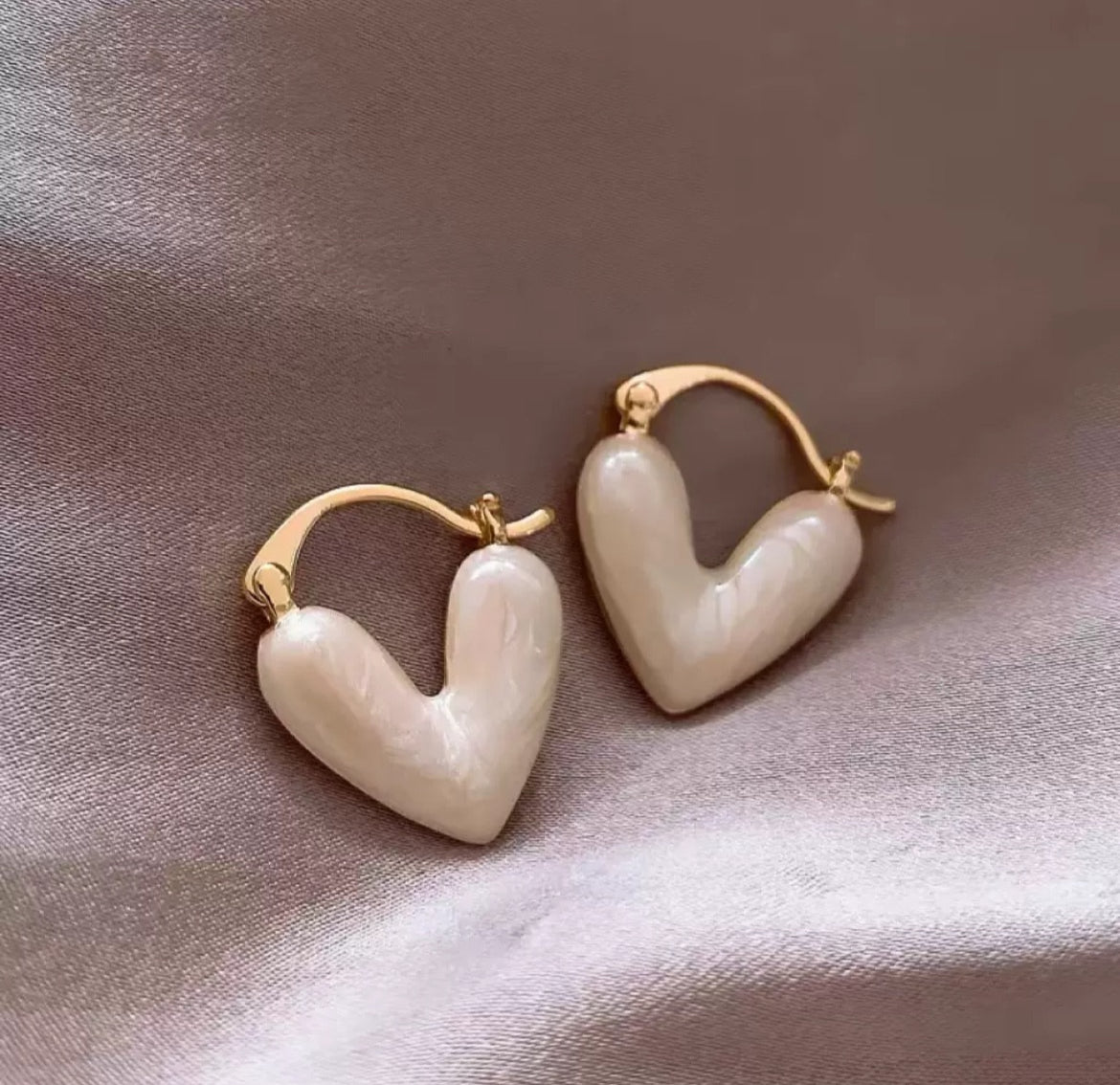 Heart Pearl Hoop Earrings