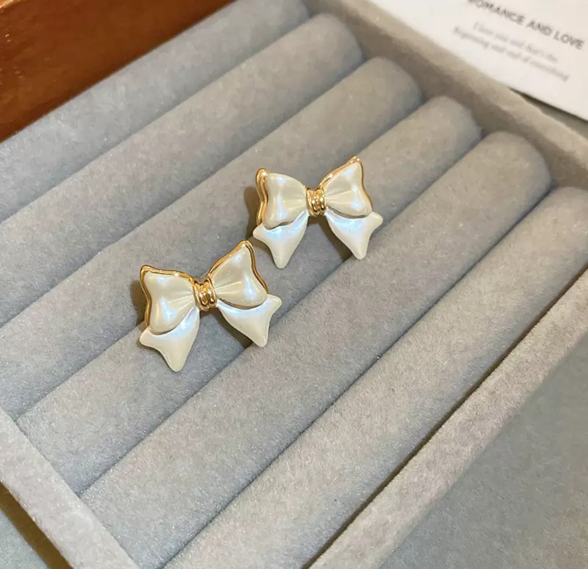 Pearl Bow Stud Earrings