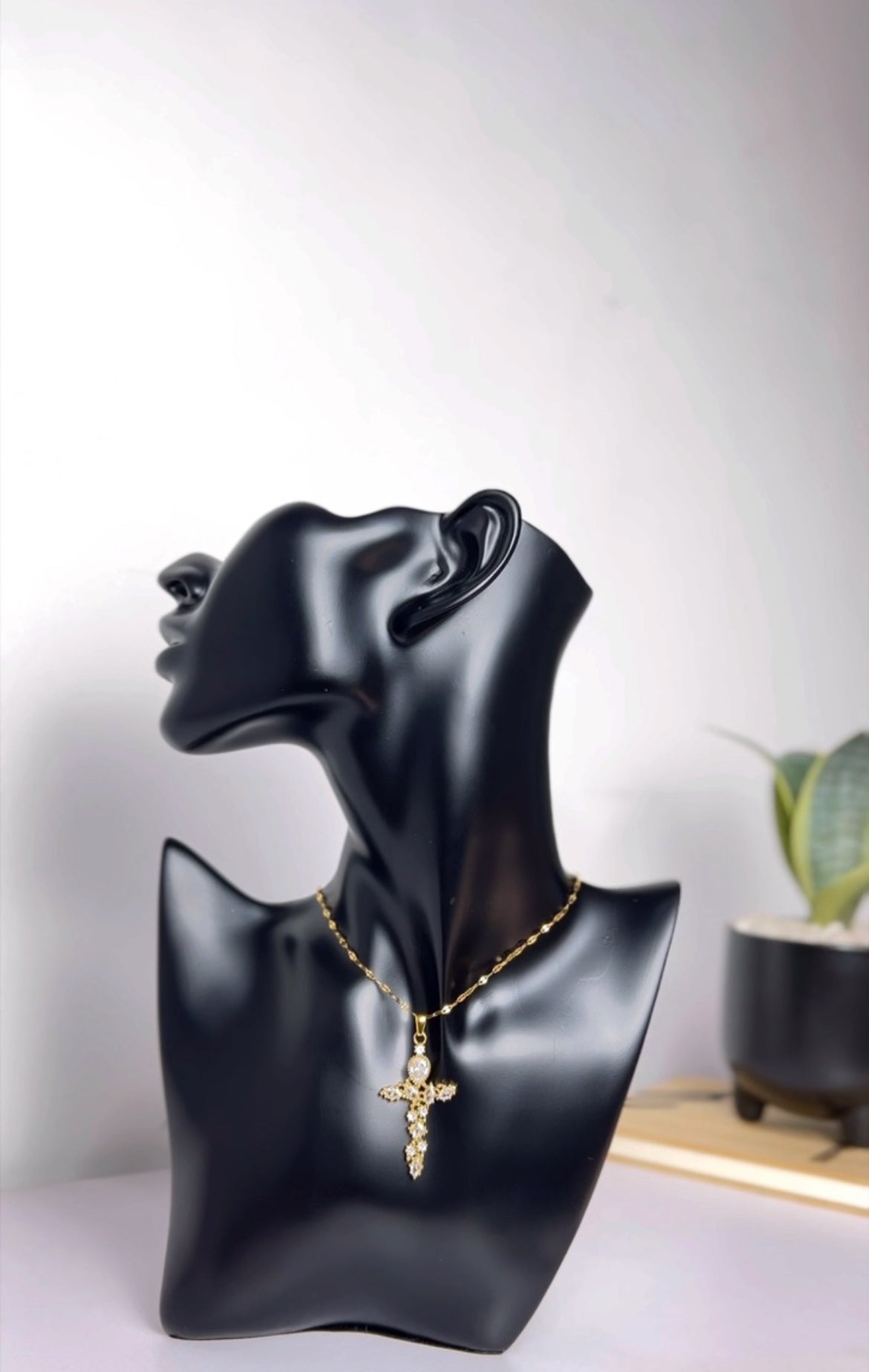 Gold Crystal “Cross Pendant” Necklace