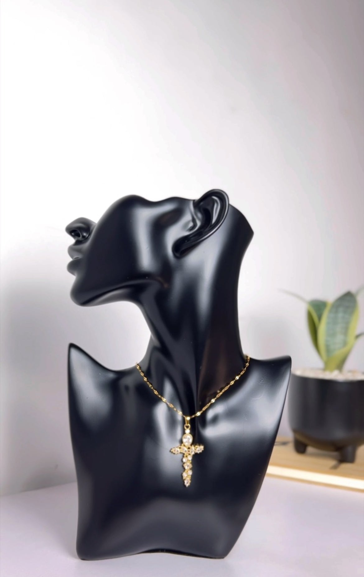 Gold Crystal “Cross Pendant” Necklace