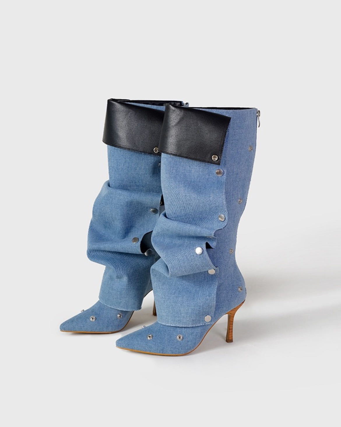 Avant-Garde Layered Boots | Denim