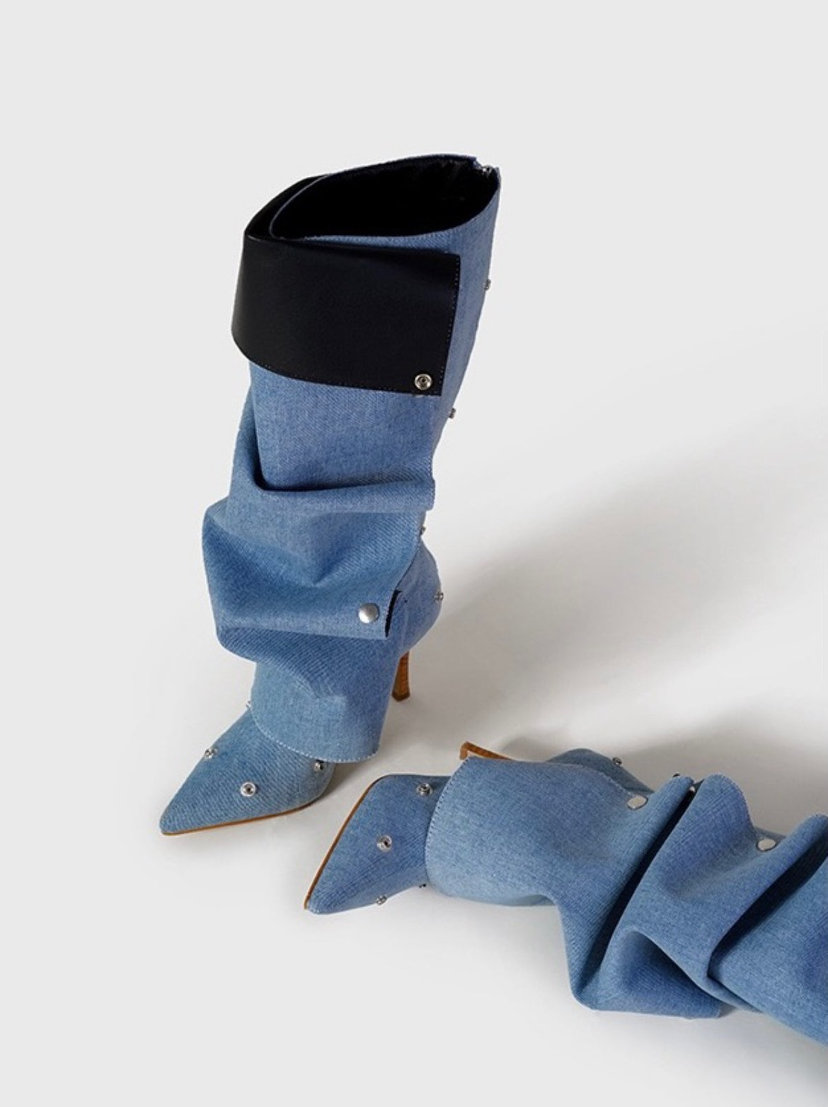 Avant-Garde Layered Boots | Denim