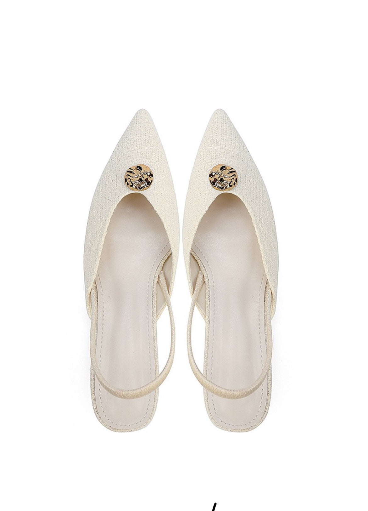Ivory Textured Slingback Flats