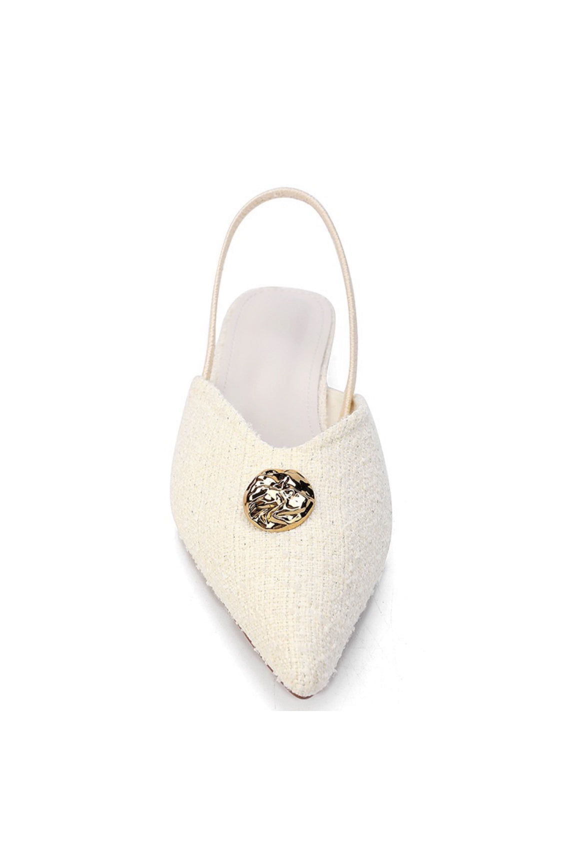 Ivory Textured Slingback Flats