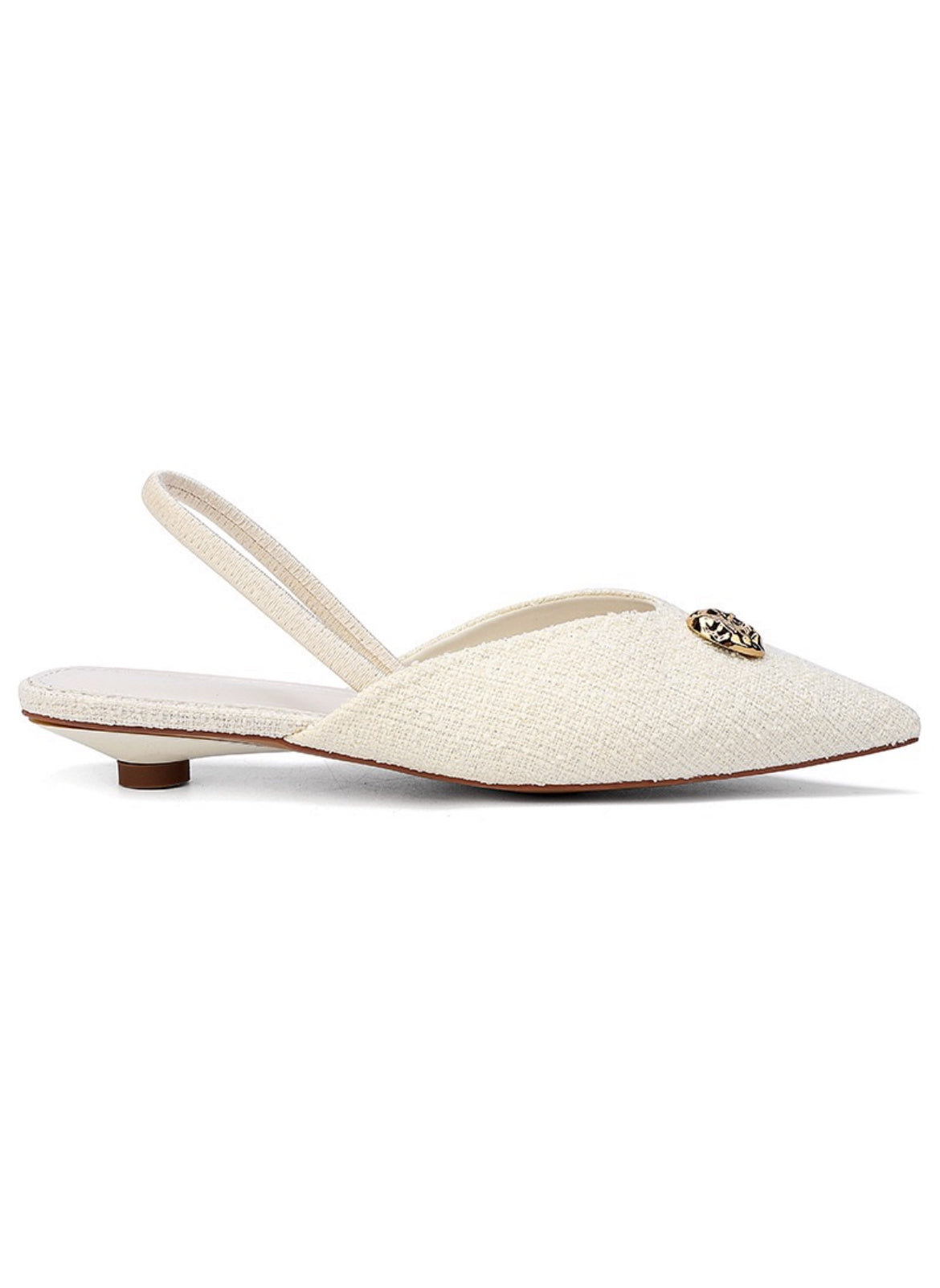 Ivory Textured Slingback Flats