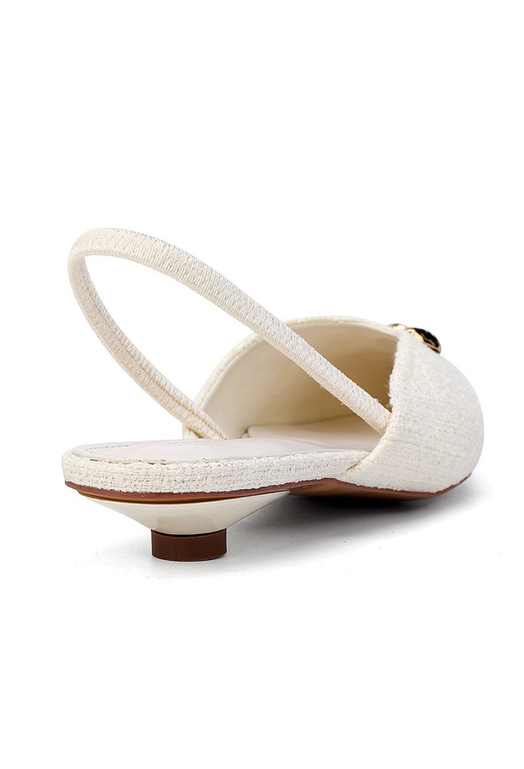 Ivory Textured Slingback Flats