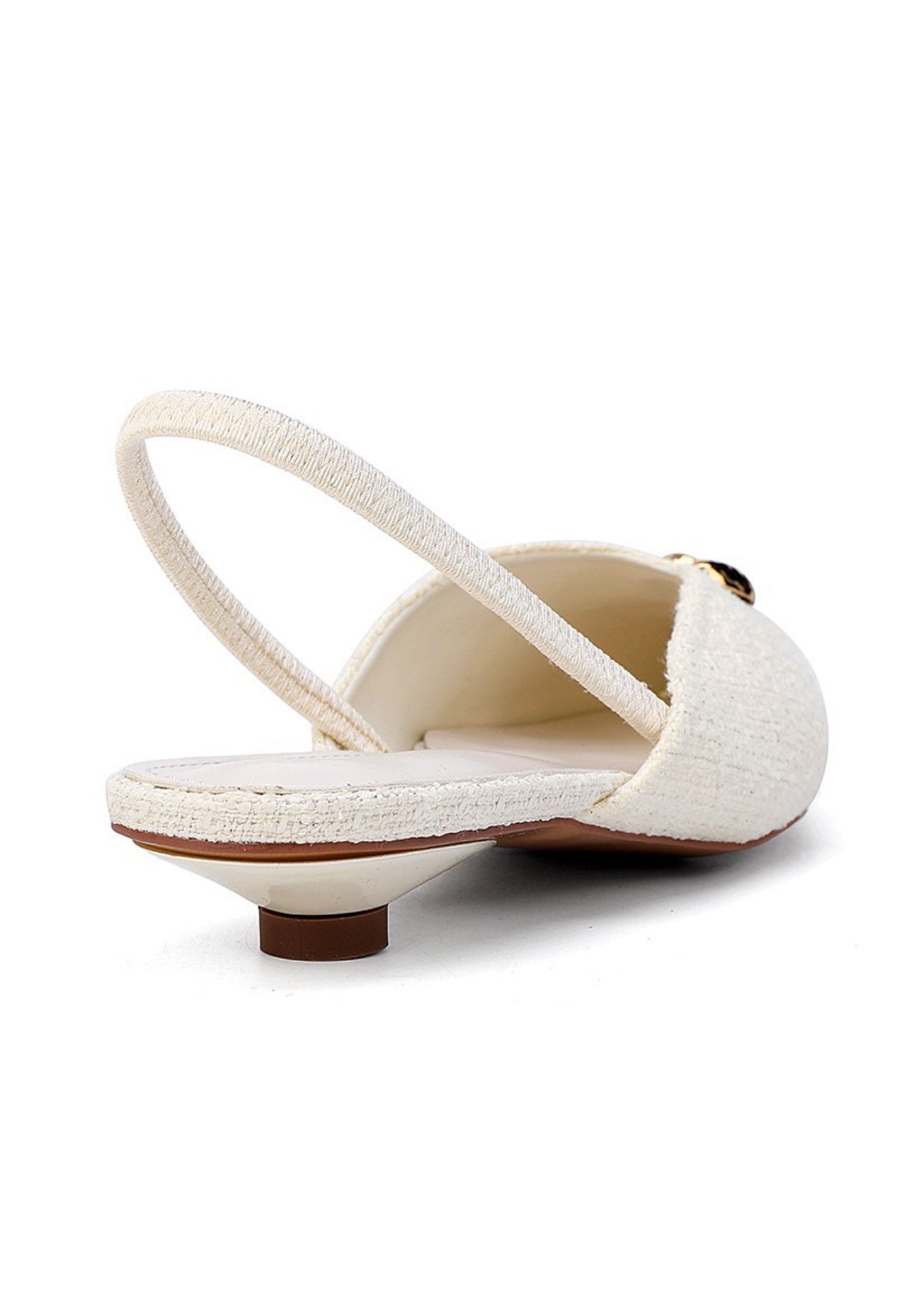 Ivory Textured Slingback Flats